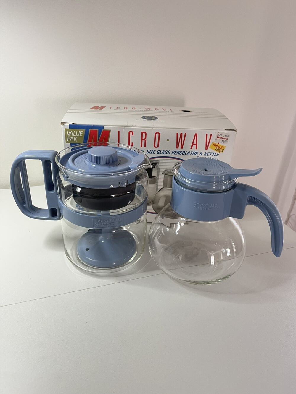 NEW BOX ‘91 Vintage Gemco MICRO-PERK Percolator Coffee Pot 2 4 Cup Blue French